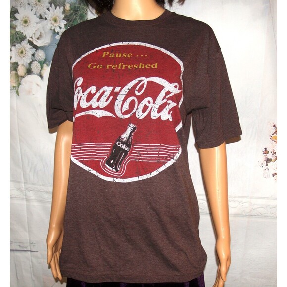 Coca Cola Pause Refresh T-Shirt Large 2-Sided Vintage Style Adult Unisex - Picture 1 of 3